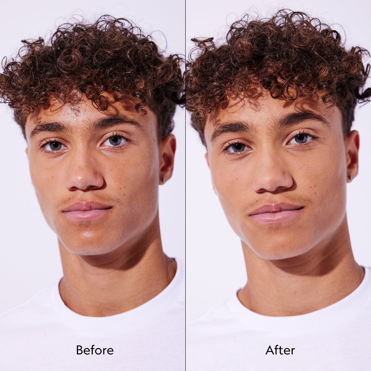Mattifying Skin Blurrer Colourless model before and after 2