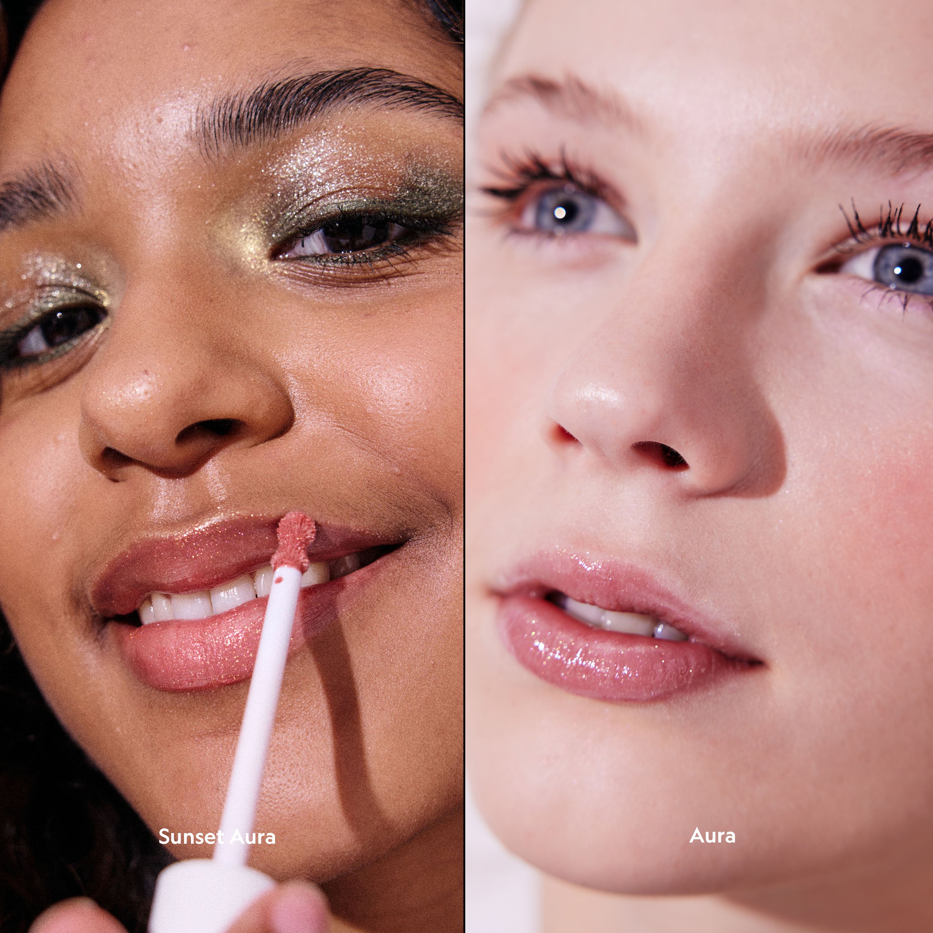 Mirror Glaze Double Shine Lip Gloss Set Makeup model